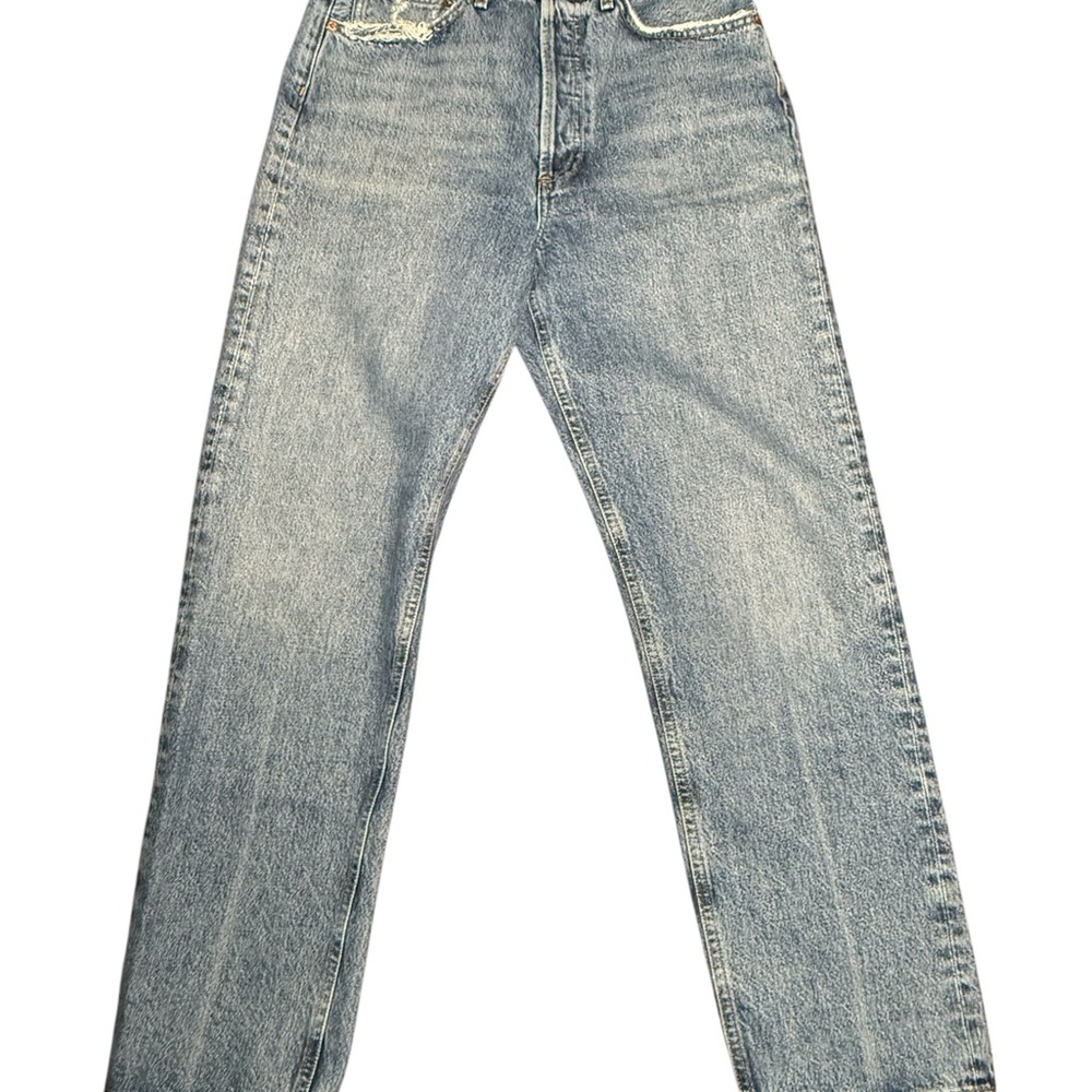 AGOLDE Women’s 90’s Jean Size 26 High Rise Straight Leg Distressed Light Wash - Picture 4 of 8